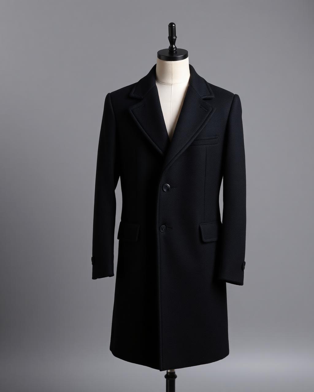 Noir Wool Overcoat